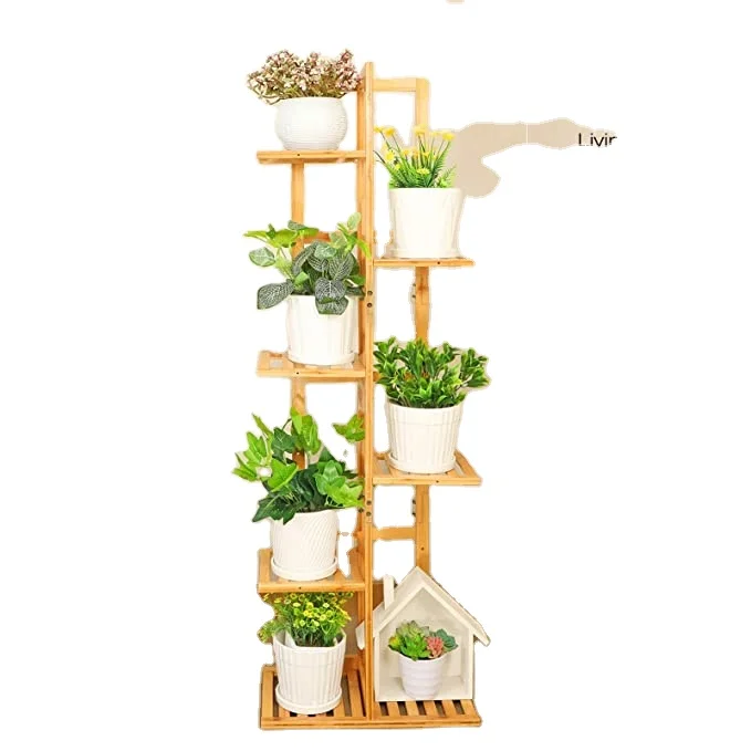 

Bamboo Plant Stands for Indoor flower rack 6 Tier 7 Potted Tall Plant Shelf Outdoor rack for Multiple Plants