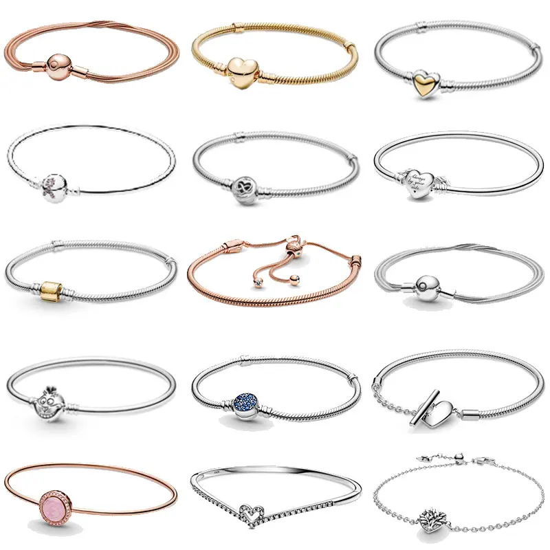 

2021 new inlaid diamond 14k 18k custom pandoraer charm bracelet for women high quality jewelry