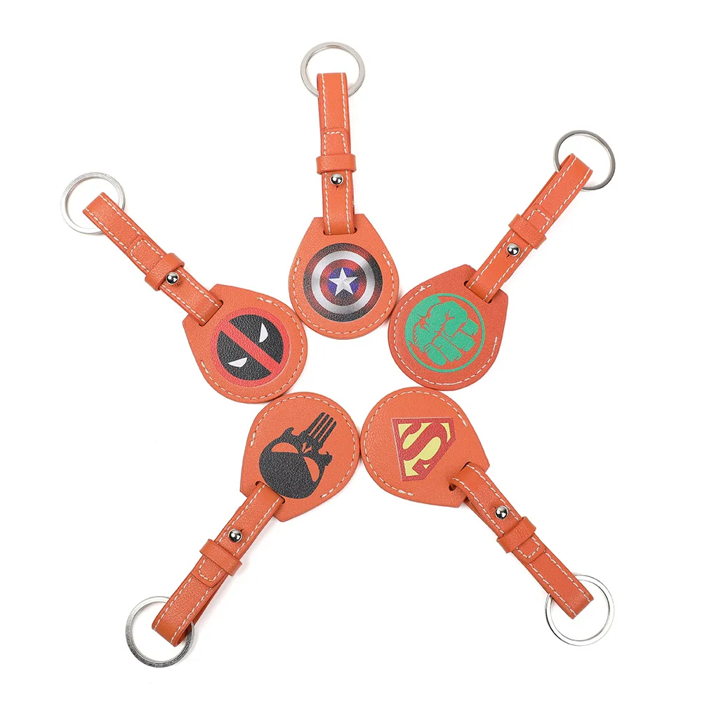 

Custom Pattern Genuine Leather Loop Case  Leather Protective Cover with Keychain for Airtag Pet