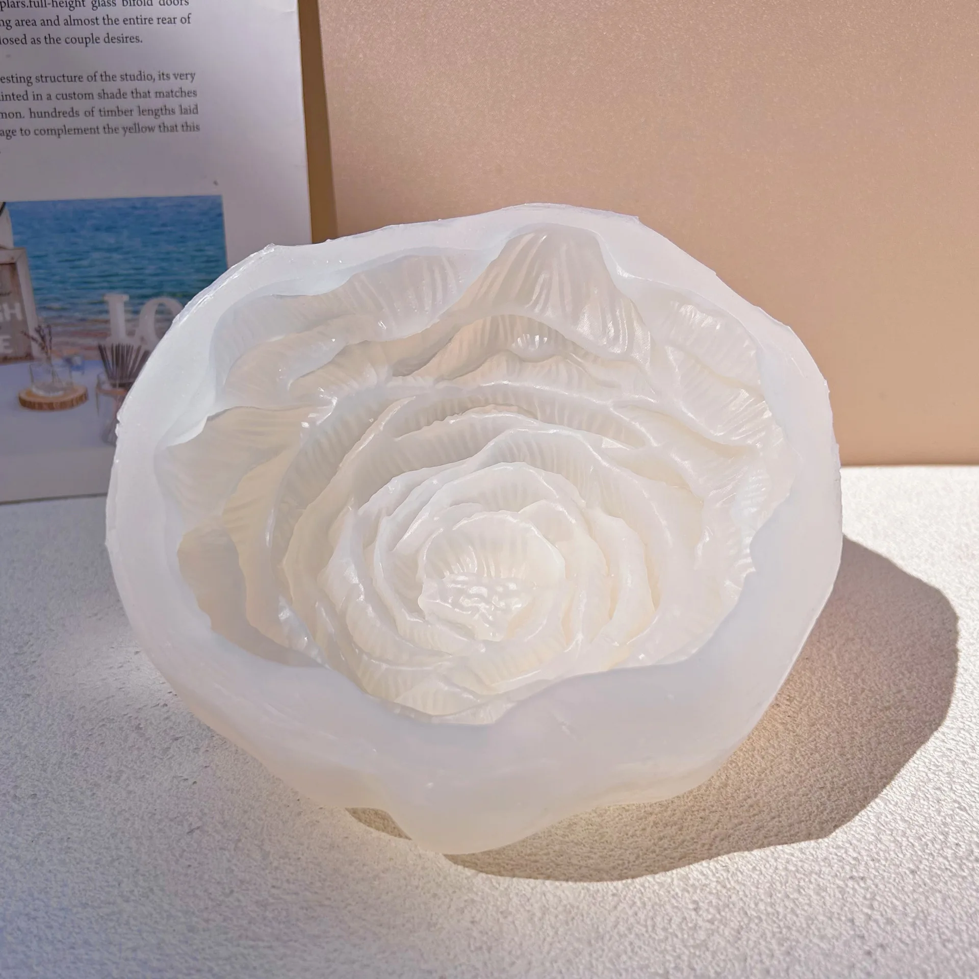 Cross Border Hot Selling 15CM Large Sized Peony Silicone Mold 3D Peony Candle Silicone Mold Aromatherapy Soap