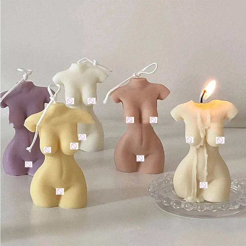 

3D Body Candle Mold Silicone Wax Mould Male and Female Design Art Fragrance Candle Making Soap Chocolate Cake Decorating, White