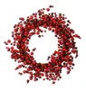 National Tree 24 Inch Crestwood Spruce Wreath with Silver Bristles, Cones, Red Berries and 50 Clear Lights