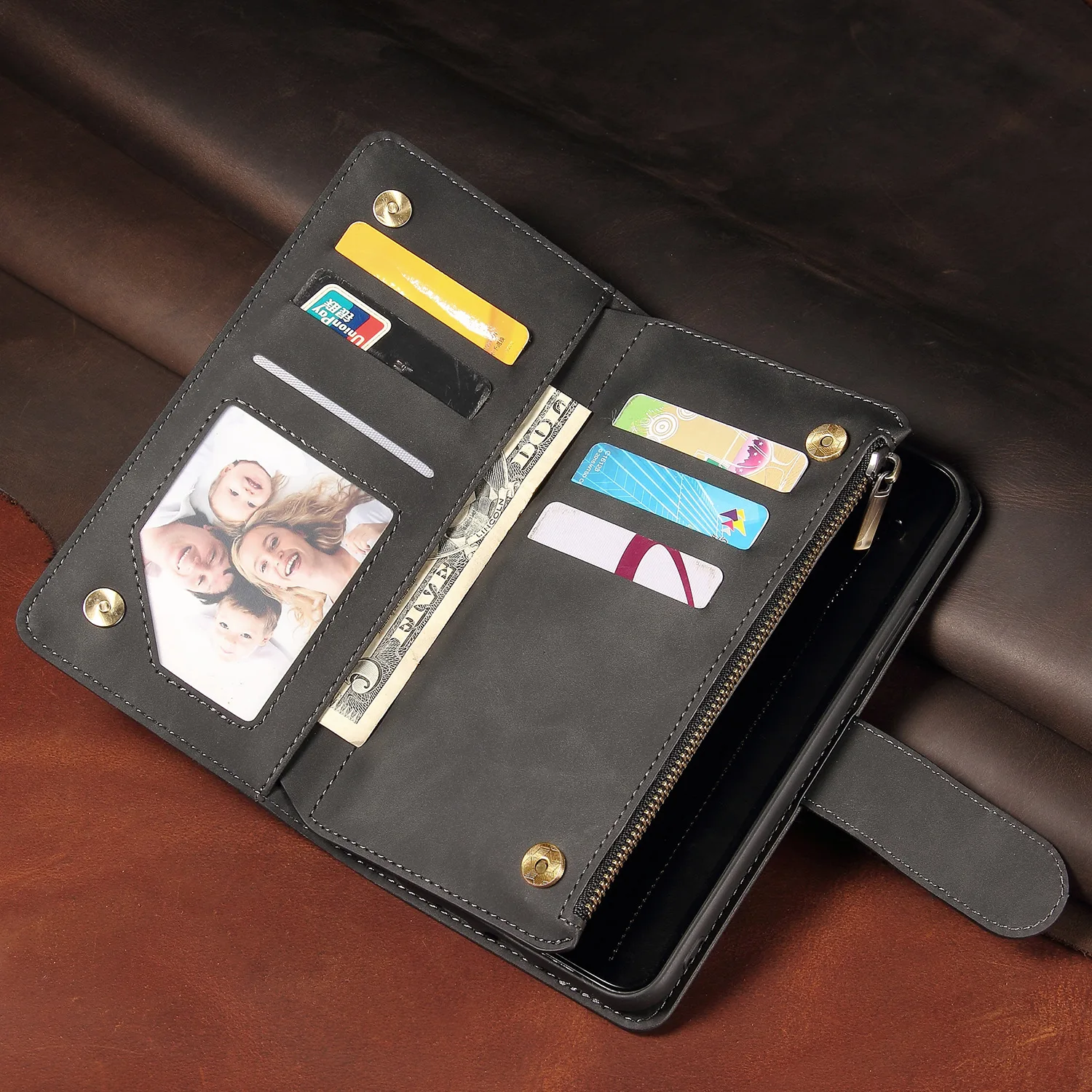 

Custom Logo Luxury Genuine Leather Wallet Flip Cover Wallet Mobile Phone Bags Cases With Card Holder For Iphone 12 11 6S 5 Xs, Black, navy, brown, red wine, coffee brown, welcome customized color
