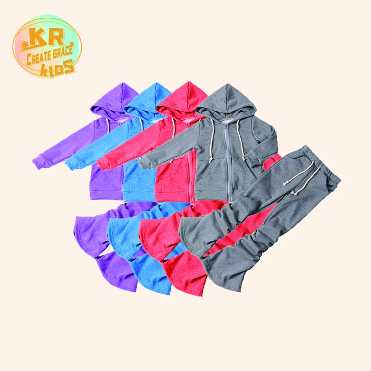 

Boys And Girls Sweatsuit Stacked Pants Fleece Hoodies Tops Tracksuit Kids Clothing Jogger Sets Winter Girls Stacked Pants Set