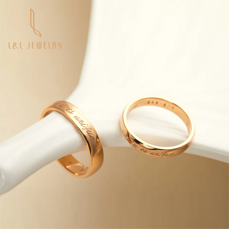 

Wedding Ring Name Engraving Real 10K 14K 18K Gold real diamond Yellow Rose White Gold Wedding Couple Ring Gold Ring Name Band, Rose gold