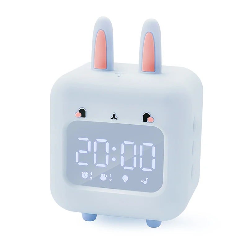 

Creative naughty rabbit children's alarm clock led night light voice control wake-up timing alarm Music Clock