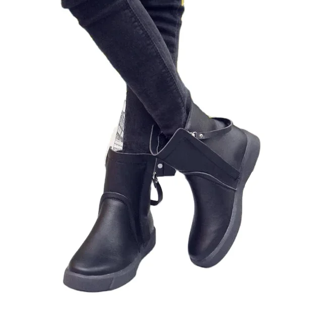 

Autumn and winter new retro double zipper short boots warm middle tube boot non-slip thick-soled soft PU women's shoes