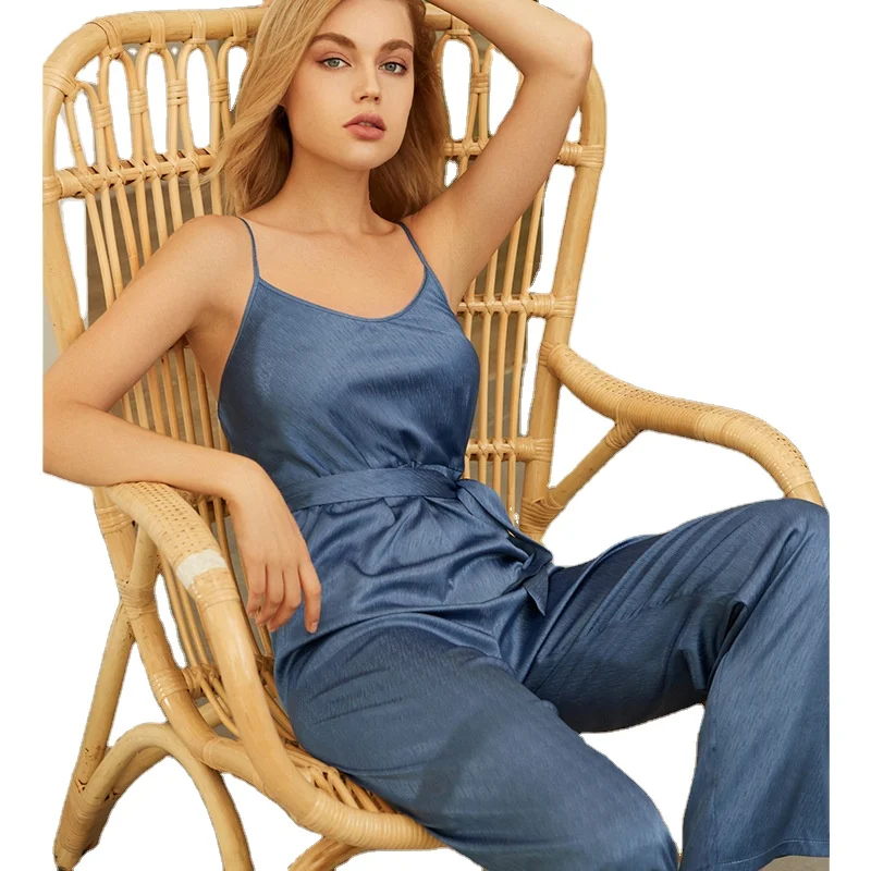 

Fashion Adult Long Striped Silk Sleepwear Knit Luxury Pajamas For Women