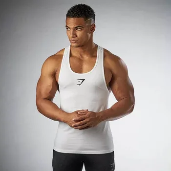 

Custom Logo Design Polyester Cotton Mens Gym Men Fitness Bodybuilding Fitness Tank Tops