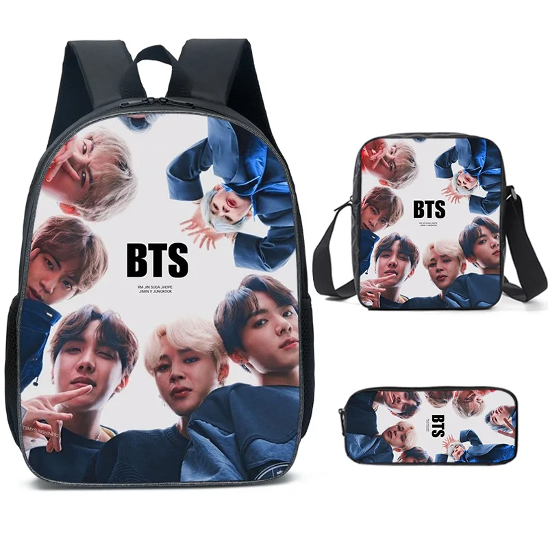 

BTS sets backpack students cartoon anime satchel pen case bag, Customized color