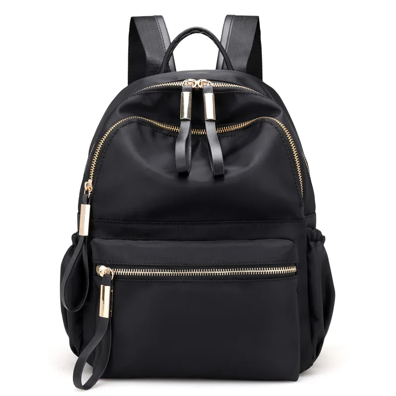 

Fashion Women Nylon Back Pack Korean Ladies Knapsack Casual Travel Bags for School Teenage Girls Bagpack, Black