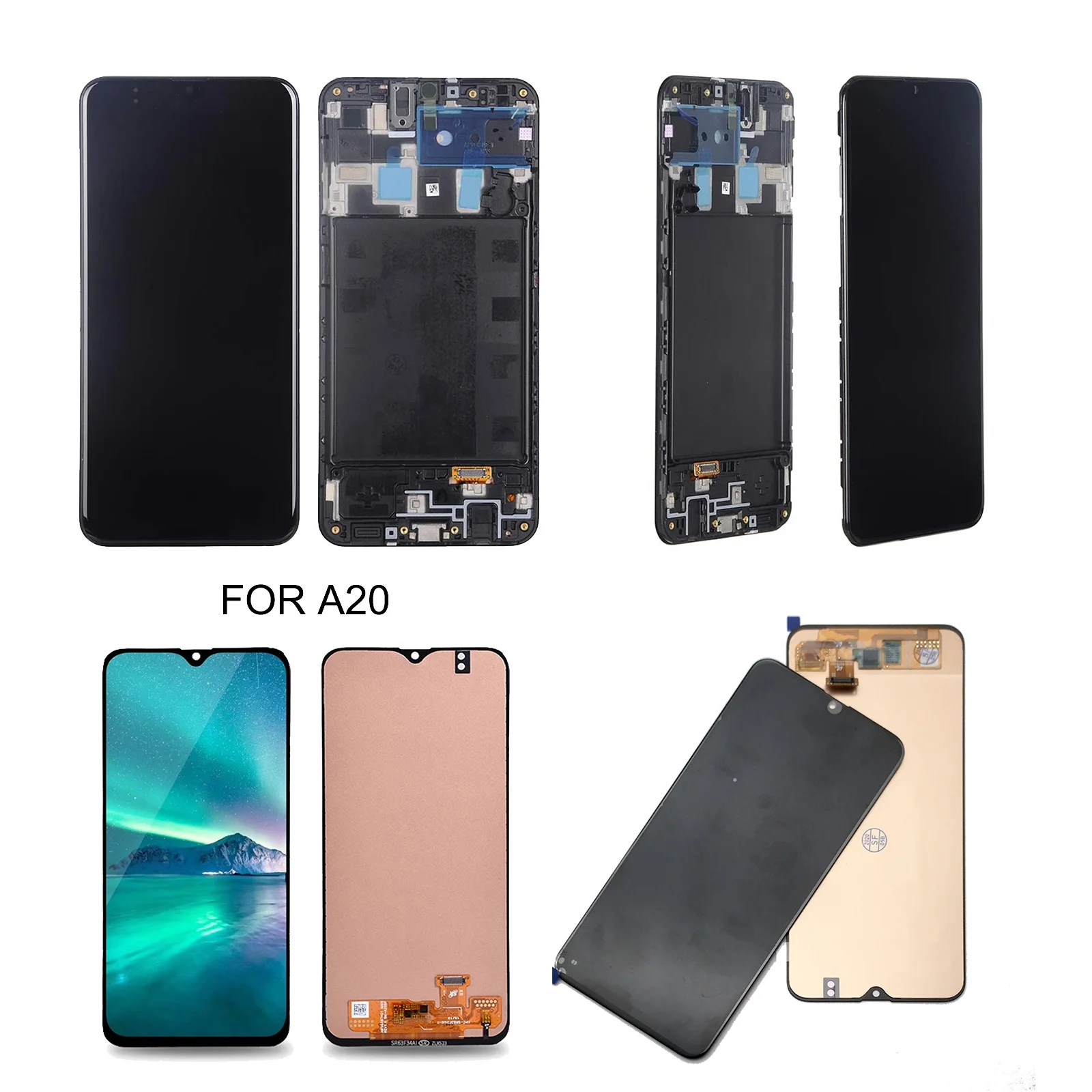 

LCD Screen Replacement Touch Display Digitizer Assembly with Frame for Samsung Galaxy A20 2019 SM-A205F/DS A205FN A205GN/DS A205