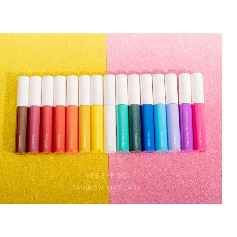 

wholesale high pigment 3d fiber mascara candy color mascara private label Natural custom Logo Oem Waterproof rainbow red yellow, Multi-colored