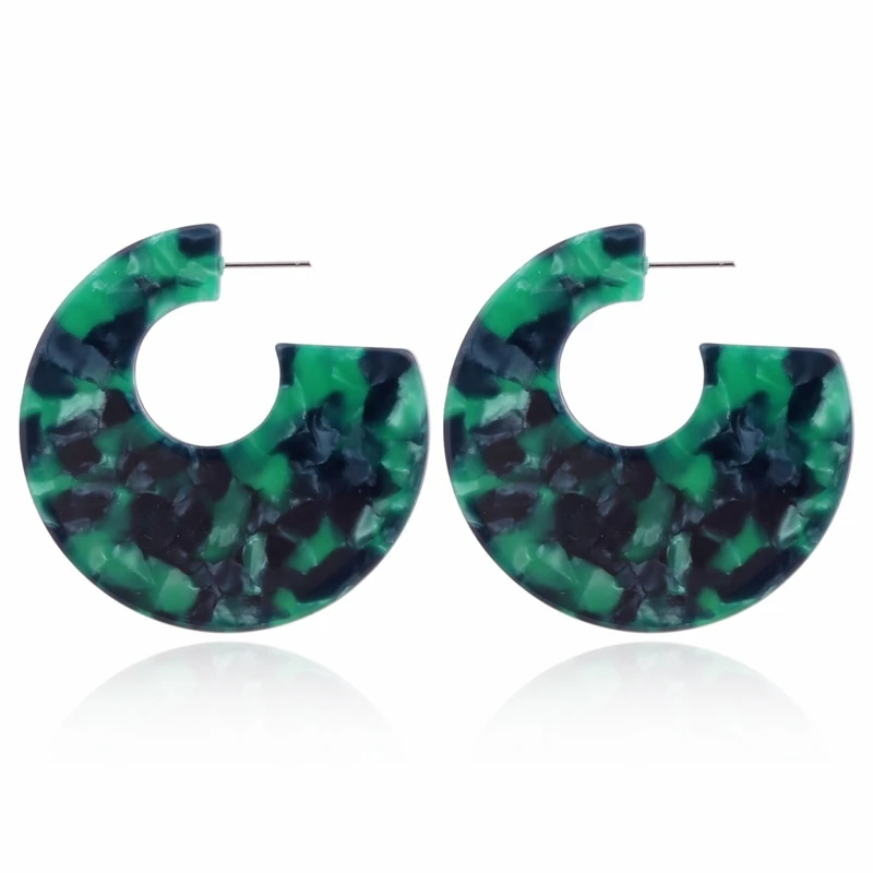 

Fashion Colorful Charm C Shaped Geometric Women Girls Leopard Mottled Tortie Resin Acrylic Acetate Acid Earrings For Ladies, As photo