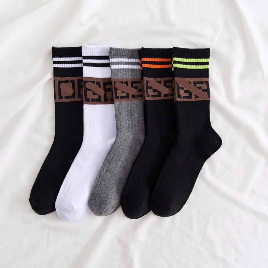 

Custom Famous Brand Fashion Ff Letters Parallel Bars Cotton Trend Crew Design Ladies Socks