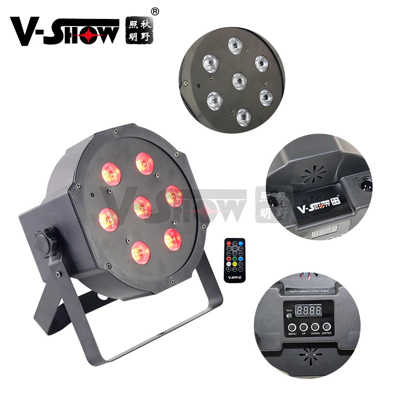 

New arrival free shipping from USA 8pcs uplight RGBW Flat Led par 7Led IR remote for dj light wedding light