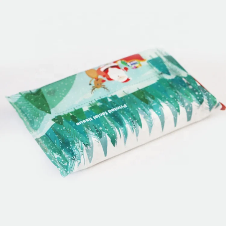 

Hot sales custom logo quality 3 layer wood pulp paper facial toilet paper Christmas, White/ nature/ patten printed or customized