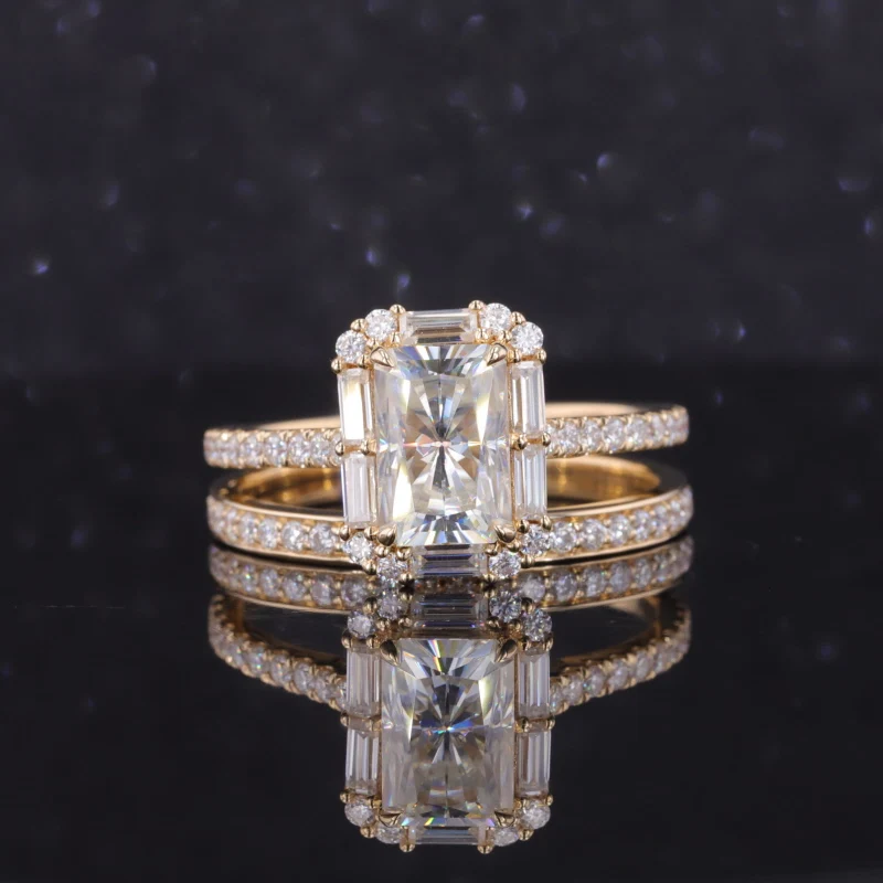 

Starsgem 10k yellow gold filled wedding ring set moissanite bridal ring sets