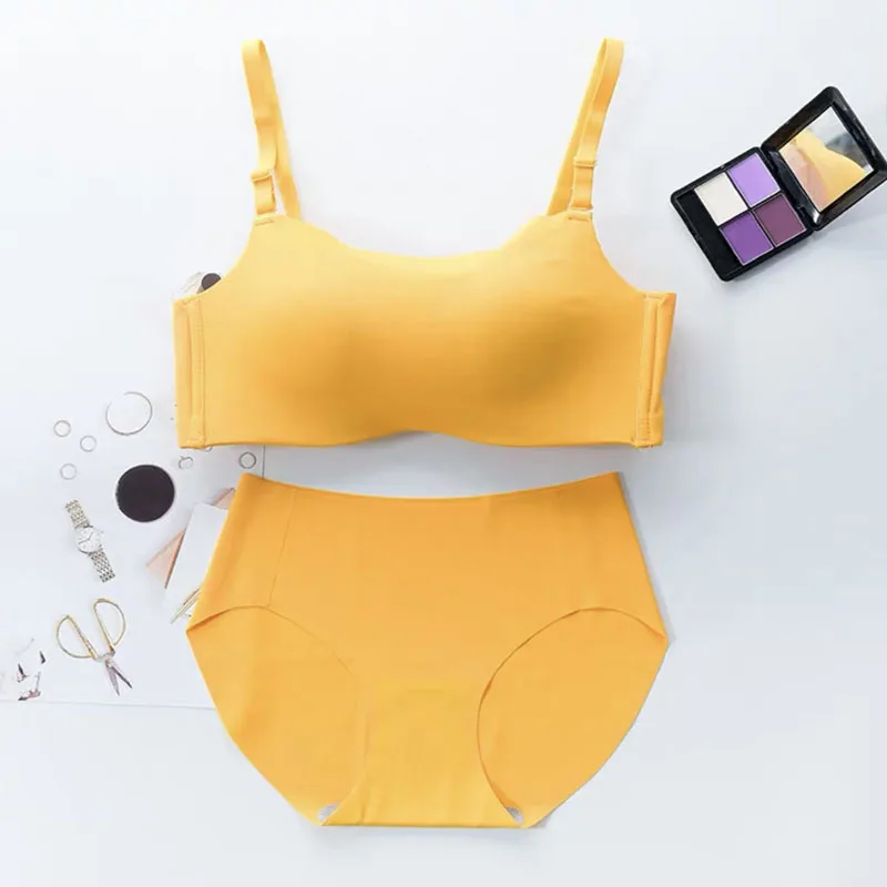 

Seamless Bra Wireless Women Sexy Push Up Lingerie Sexy Gather Sport Bra One Piece Soft Brassieres Bra And Panties Sets