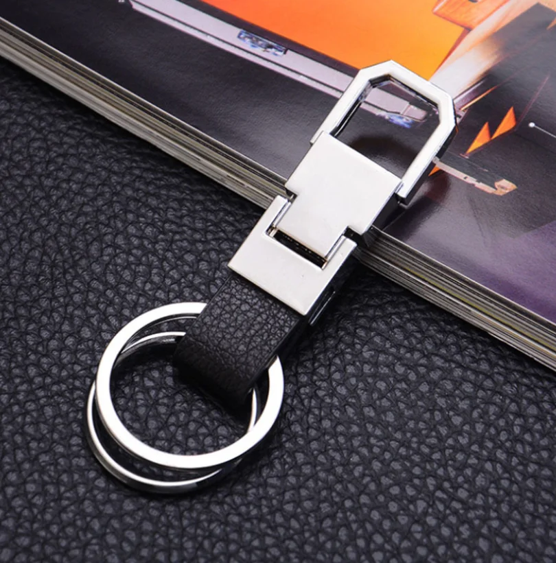 Dalaful Custom Lettering Keyring Keychain Genuine Leather Men's Simple Key chain 