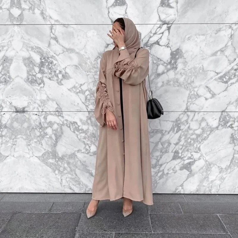 

LSM332 Eid Front Open Fashion Islamic Clothing Muslims Abaya Latest Designs Dress