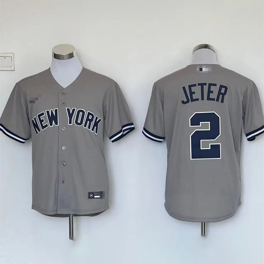 

new york team major USA league baseball Jerseys #2 gray color baseball uniforms baseball wear all team custom original 1:1