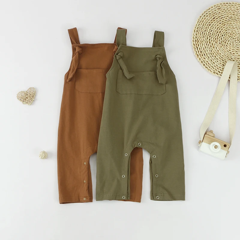 

Baby Overalls Children Clothes Romper Long Solid Color Kid Summer Jumpsuit With Pocket
