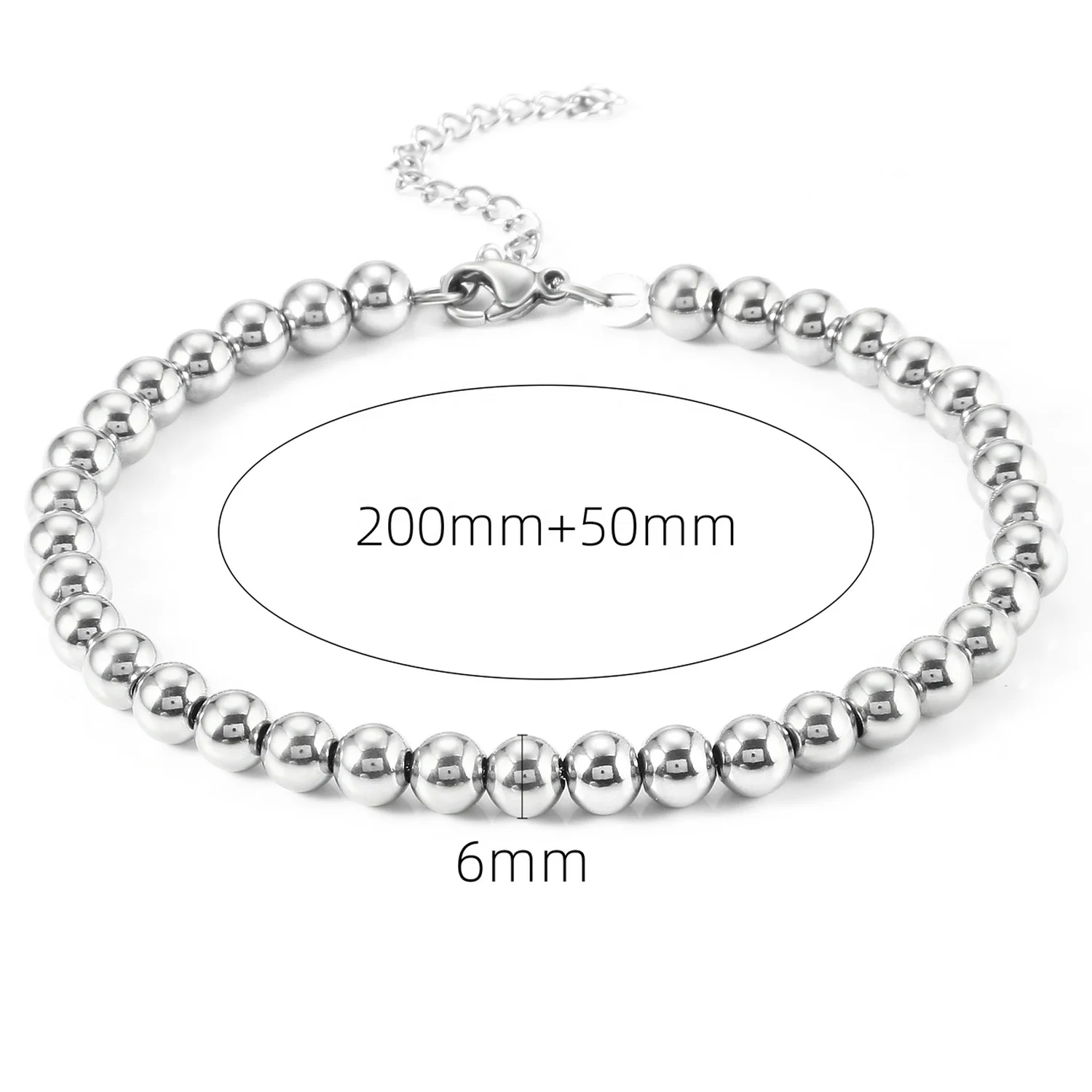 

Wholesale custom Size simple Ball Bead Chain Bracelet Jewelry Chain Link Bracelets, Steel corol