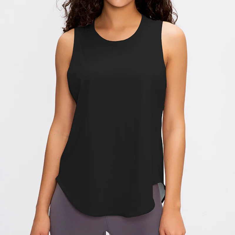 

Spring Summer Yoga Vest T shirt Fitness Running Bandage Quick drying Breathable Loose Sleeveless Blouse For Women, Customized colors