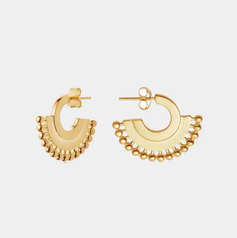 

Fashion Boho Vintage Brass Jewelry Statement Women Accessoires Gold Plated Chandelier hoops Stud Fan Hoop Earrings