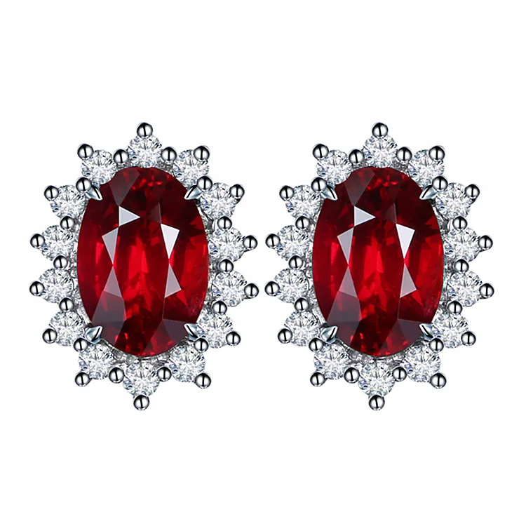 

Hot Sale 18K plated copper Princess earrings Women's iced out crystal sapphire diamond earring