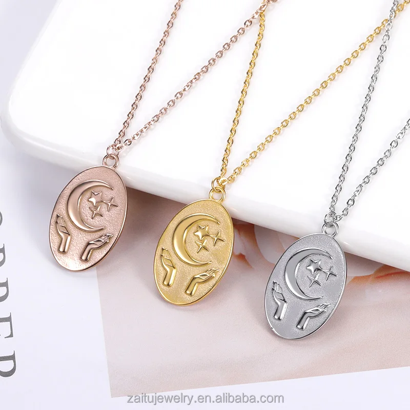 

New fashion moon and star in hand necklace the ultimate love couple necklace, Platinum,gold,rose gold