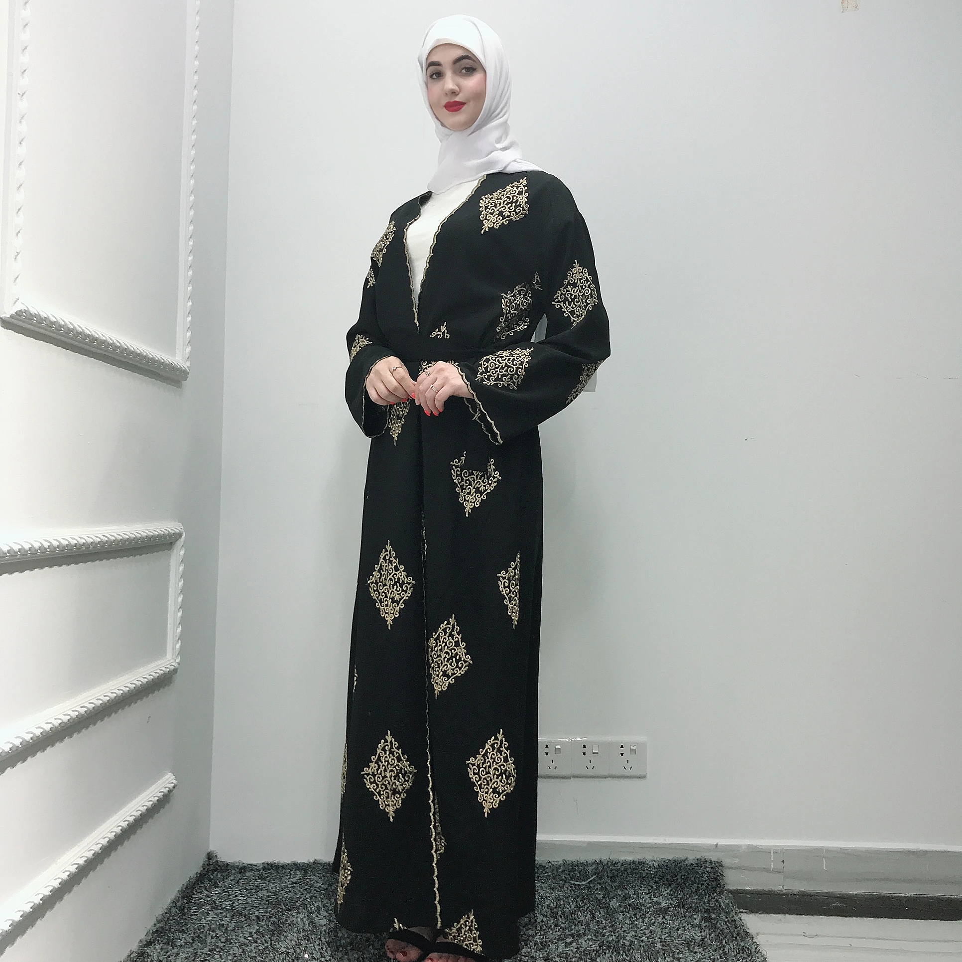 

whole sale top quality embroidery muslim dress islamic maix dress malaysia abaya in dubai turkish clothing