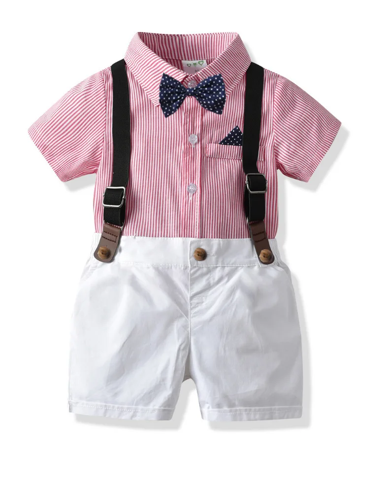 

Summer Boys Clothing Sets boy Gentleman Suit kids Classic Elegant Straps design kids tracksuit Formal dress 1-6 year size