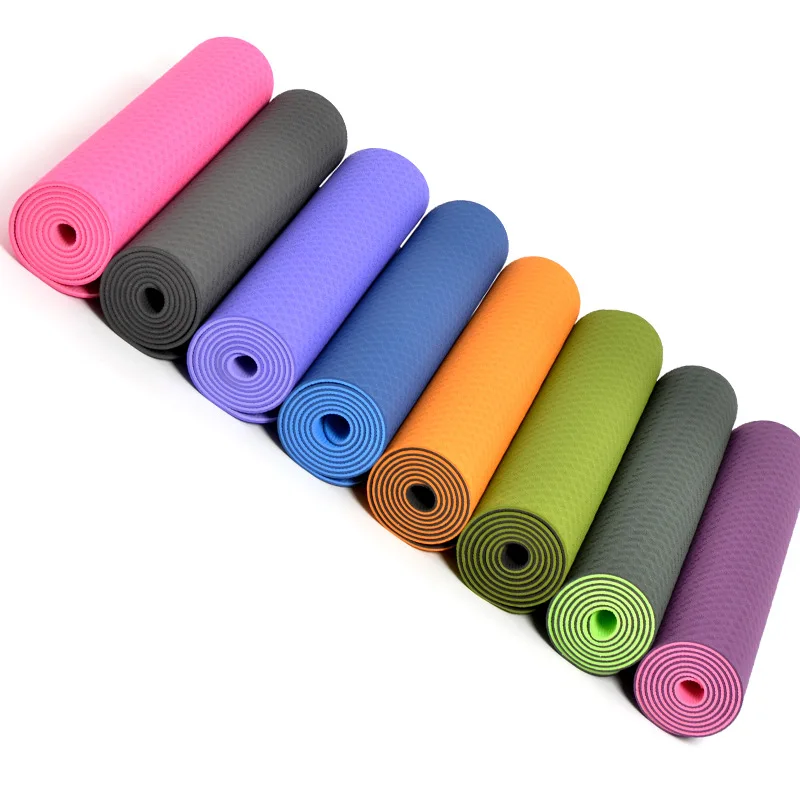 

Wholesale anti-slip tear resistance tpe yoga thick mat, Green, purple, plum, blue
