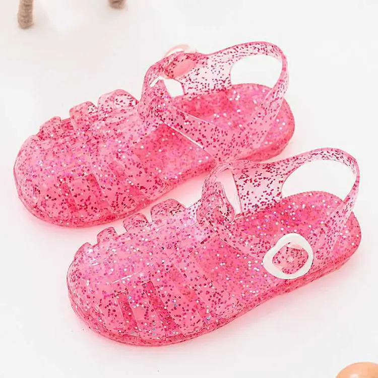 

Wholesale 2022 New Cheap Kids Girls Summer Clear Glitter Neon Coloured Jelly Sandals For Children