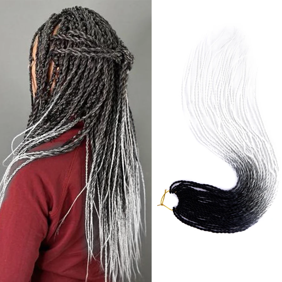 

AliLeader 24" Jumbo Color Senegal Rope Twist Pretwisted Senegalese Crochet Hair Extension Micro Senegalese Twist Braid, Single color, ombre color