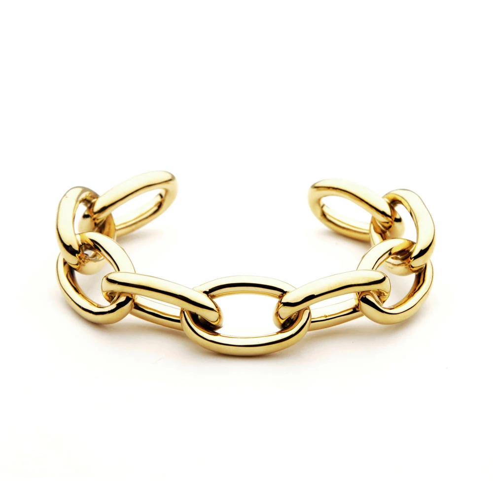 

Beautiful luxury chain gold color brass bracelets silver bangle open cuff bracelet custom for women, Gold / silver