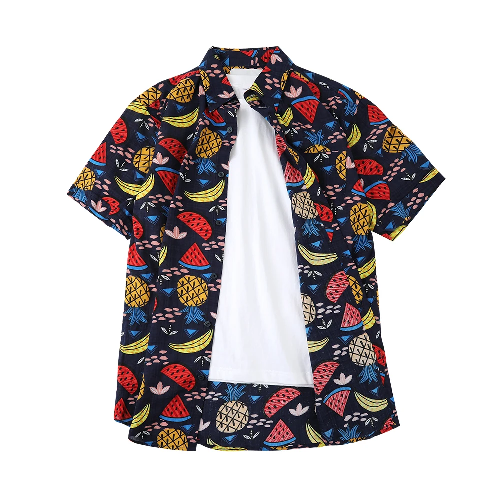 

Accept oem new funny fruit pattern multi color men shirt designs