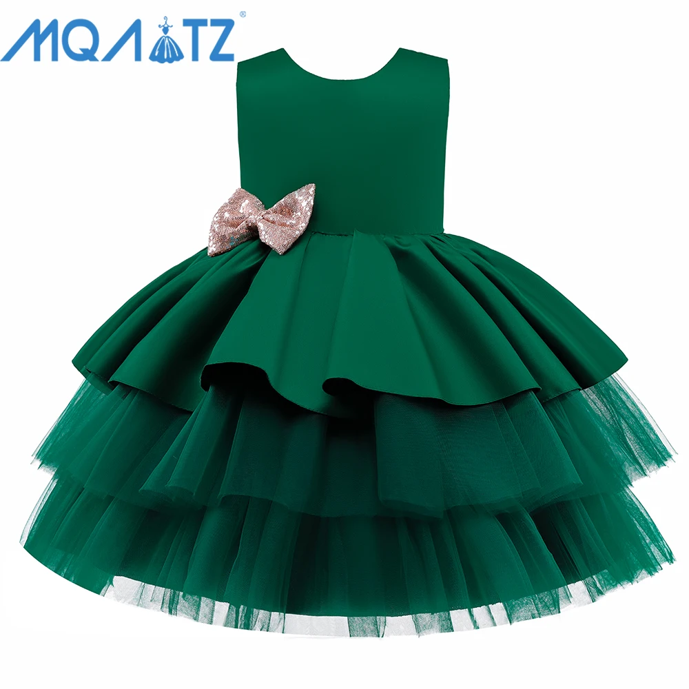 

MQATZ Baby girl party dress floral christening event frock little princess skirt with free hairband