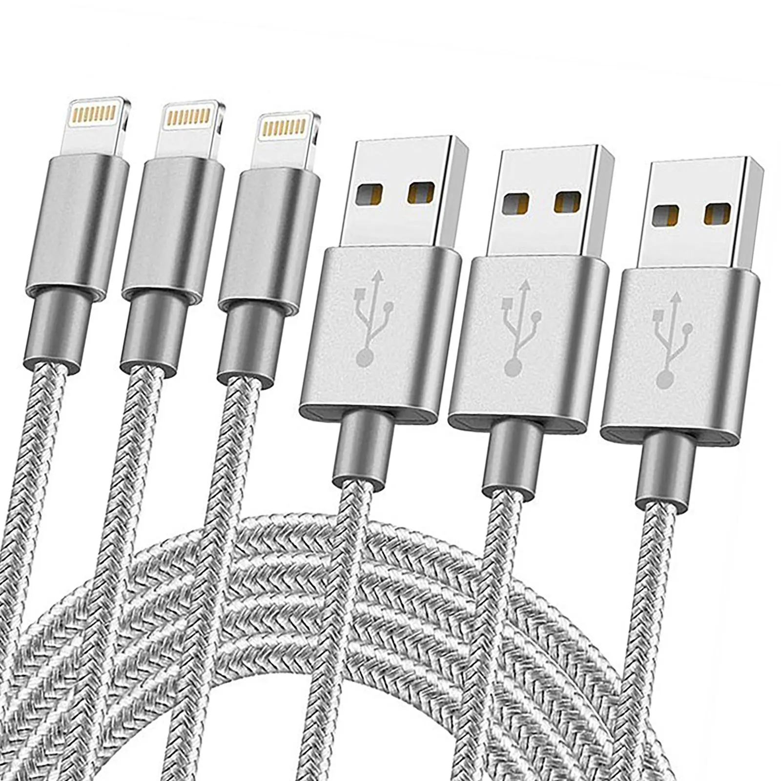 

Free Shipping Computer for USB Phone Charger Cable Nylon Braided Fast Charger Cord for Stock Cable iPhone Data cable 2m, Black/gray