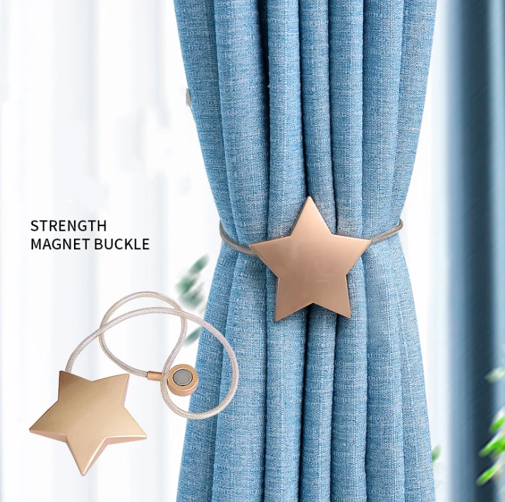 

New Alloy Star Magnetic Curtain Tieback Decor Curtain Buckle Holder Gold, Gold silver bronze brass