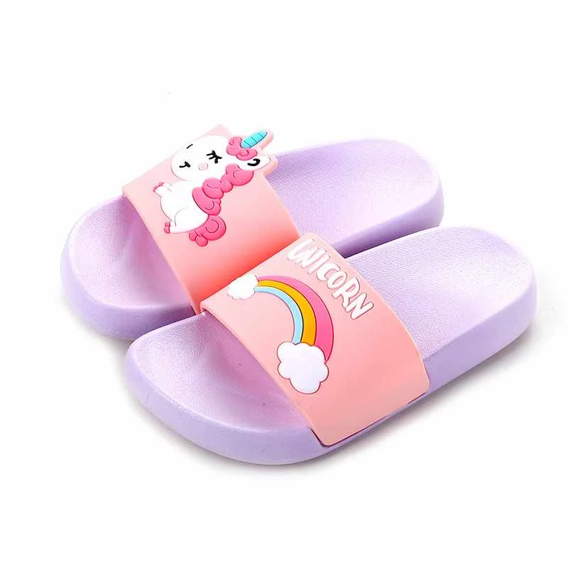 

Children's shoes Cute Cartoon Unicorn Children's Toddlers Boys and Girls Baby Non-Slip Bathroom Parent child shoes Slippers