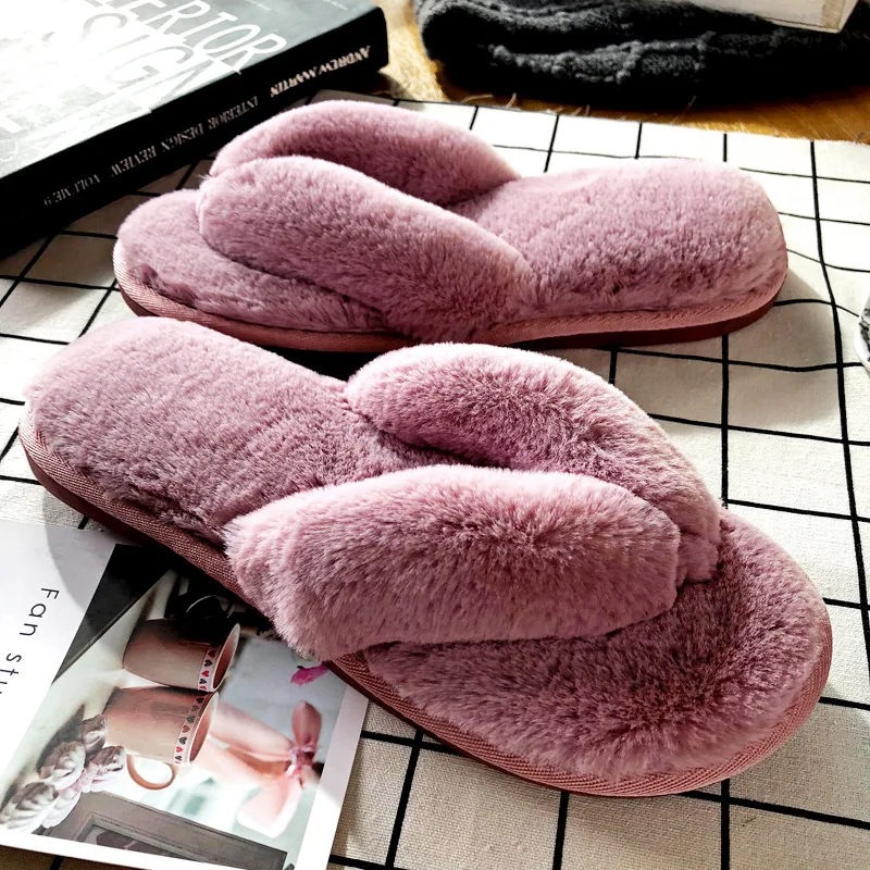 

2021 cheap latest warm ladies fur fuzzy plush indoor slides slippers women's flat fluffy furry house slippers flip-flops