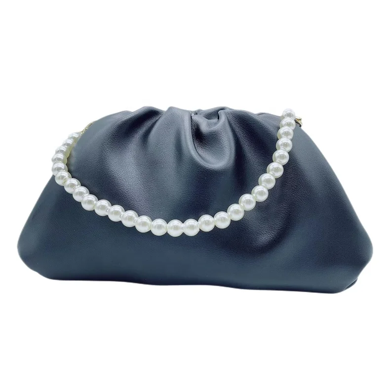

ILIVE Women's Chain Pouch Bag Cloud-Shaped Dumpling Clutch Purse Crossbody Shoulder Bag Ruched Handbag
