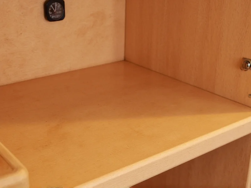 Cedar-lined wine cabinet interior with hygrometer