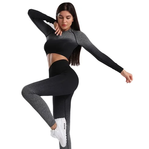 

Yoga Set Female Sports Suit Women Sportswear Crop Top Outfit Fitness Athletic Wear Gym Seamless Color Workout Clothes For Girl, Customized colors