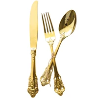 

royal golden embossed spanish styl santa claus rectangular dinnerware sets knife fork spoon cutlery set