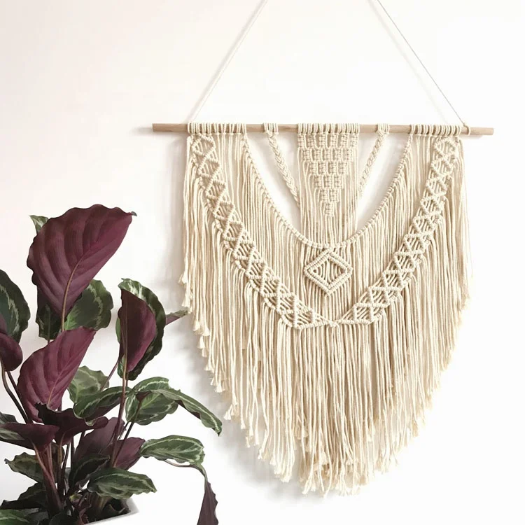 

macrame decor macrame wall tapestry boho decor tapestry wholesale macrame handmade woven tapestry wall hanging, White pink or customized