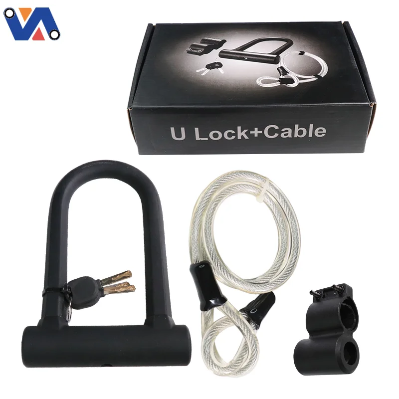 

EU Stock 1200MM*12MM Anti theft U Shape Bike Lock with Cable Bicycle Lock MTB Road Mountain Cycling Lock